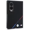 BMW M odinė perforuota trijų spalvų juostos metalinių logotipų MagSafe dėklas, skirtas Samsung Galaxy Z Fold8 - juoda