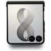 Guess Magnetic Ring Stand Grained Classic Logo MagSafe dėklas Samsung Galaxy Z Flip 8, smėlio spalvos