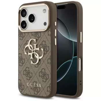 GUESS 4G Big Classic Logo dėklas, skirtas iPhone 17 Pro / 18 Pro - rudas ir auksinis