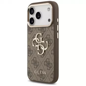 GUESS 4G Big Classic Logo dėklas, skirtas iPhone 17 Pro / 18 Pro - rudas ir auksinis