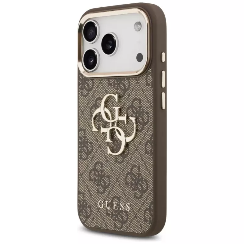 GUESS 4G Big Classic Logo dėklas, skirtas iPhone 17 Pro / 18 Pro - rudas ir auksinis