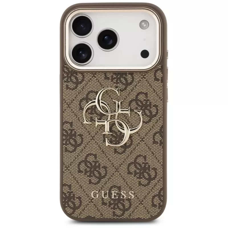 GUESS 4G Big Classic Logo dėklas, skirtas iPhone 17 Pro / 18 Pro - rudas ir auksinis