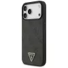 GUESS Leather 4G Triangle Strass MagSafe dėklas, skirtas iPhone 18 Pro Max / 17 Pro Max - juodas