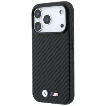BMW M Carbon Metal Logo MagSafe dėklas, skirtas iPhone 18 Pro / 17 Pro – juodas
