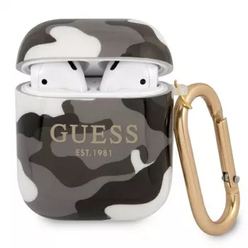 Guess GUA2UCAMG AirPods 1/2 dėklas juodos kamo spalvos, Camo kolekcija