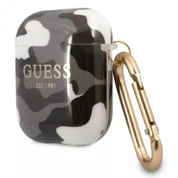 Guess GUA2UCAMG AirPods 1/2 dėklas juodos kamo spalvos, Camo kolekcija