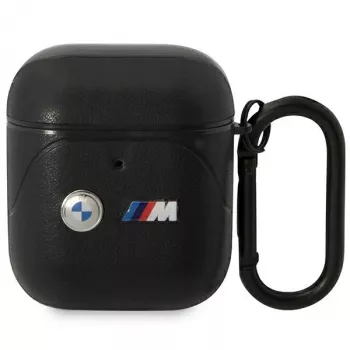 BMW BMA222PVTK odinis dėklas su lenkta linija, skirtas AirPods 1/2 - juodas