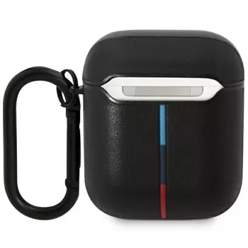 BMW BMA222PVTK odinis dėklas su lenkta linija, skirtas AirPods 1/2 - juodas