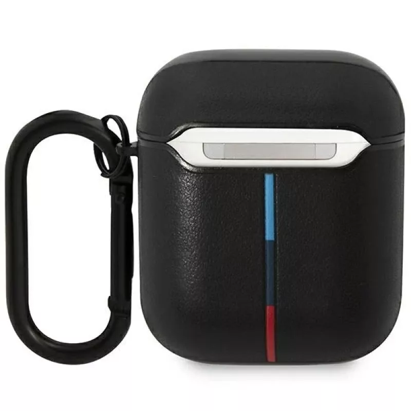 BMW BMA222PVTK odinis dėklas su lenkta linija, skirtas AirPods 1/2 - juodas