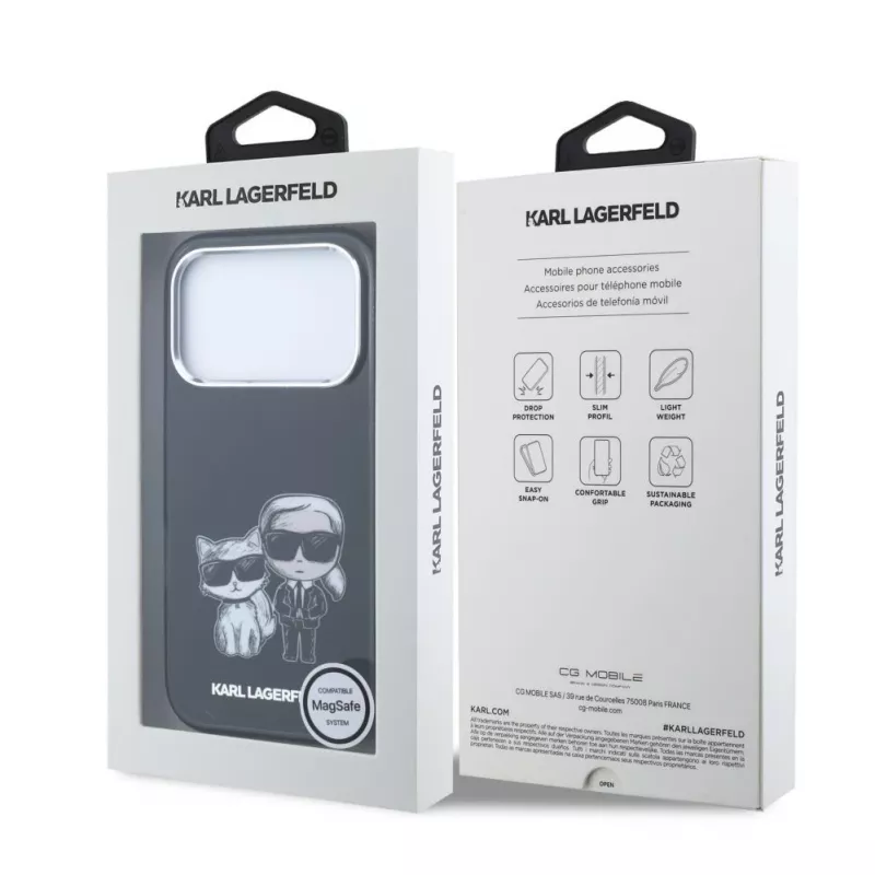 Karl Lagerfeld IML Karl & Choupette Bodies Sketch Print MagSafe dėklas, skirtas iPhone 18 Pro / 17 Pro - juodas