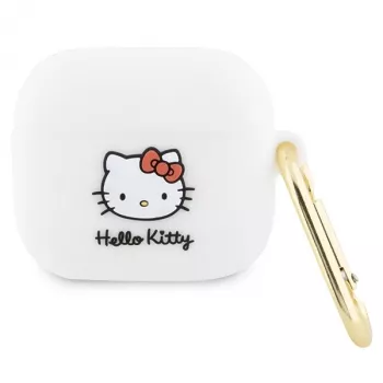 Hello Kitty HKA33DKHSH AirPods 3 dėklas baltas silikoninis 3D Kitty galvutė