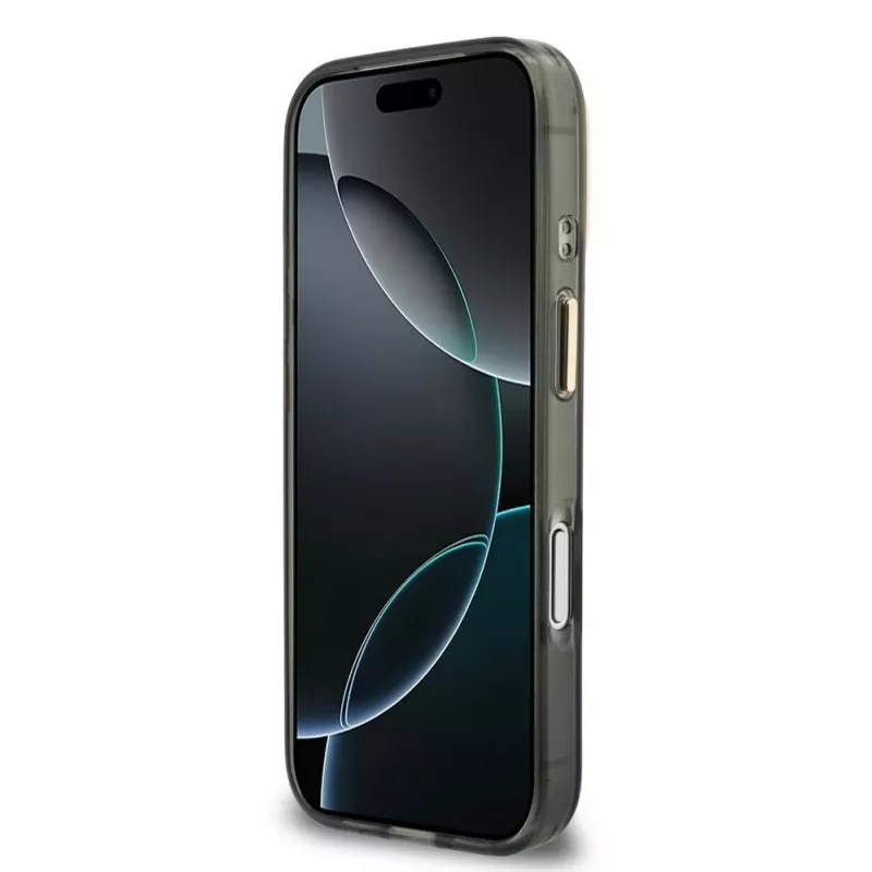 GUESS IML 4G Script Metal dėklas, skirtas iPhone 18 Pro Max / 17 Pro Max - juodas