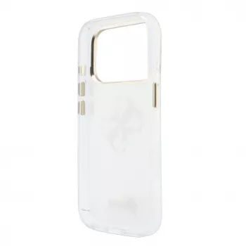 GUESS IML 4G Script Metal dėklas iPhone 15 Pro, baltas