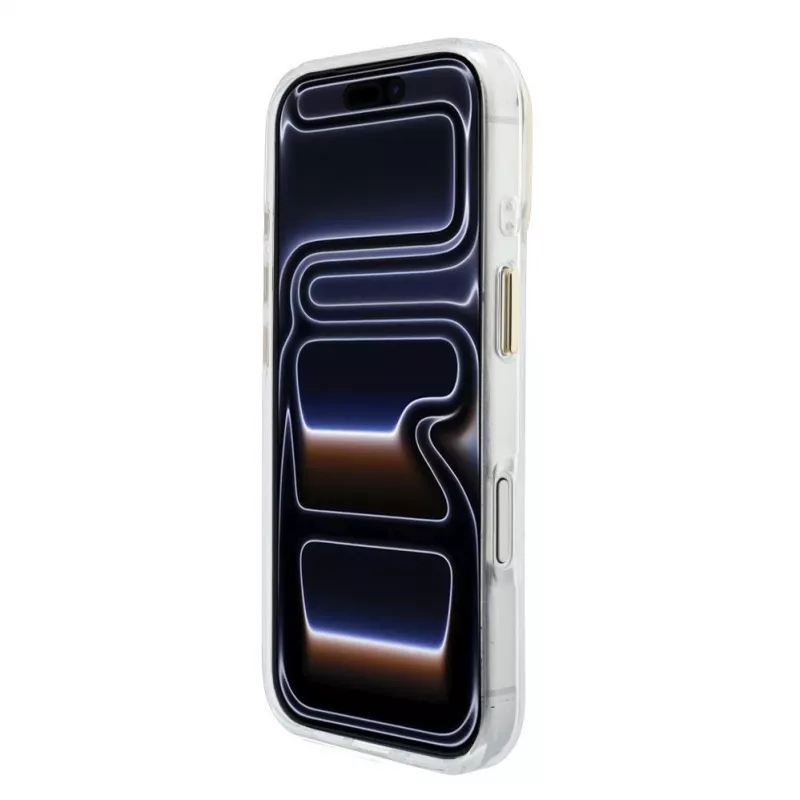 GUESS IML 4G Script Metal dėklas iPhone 15 Pro, baltas