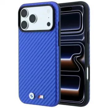 BMW M Carbon Metal Logo MagSafe dėklas, skirtas iPhone 18 Pro / 17 Pro - mėlynas