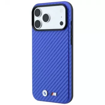 BMW M Carbon Metal Logo MagSafe dėklas, skirtas iPhone 18 Pro / 17 Pro - mėlynas