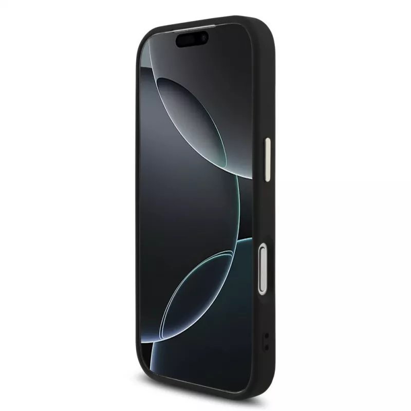 GUESS 4G Big Classic Logo dėklas, skirtas iPhone 18 Pro Max / 17 Pro Max – juodas su aukso spalvos akcentais