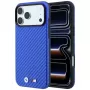 BMW M Carbon Metal Logo MagSafe dėklas, skirtas iPhone 18 Pro Max / 17 Pro Max - mėlynas