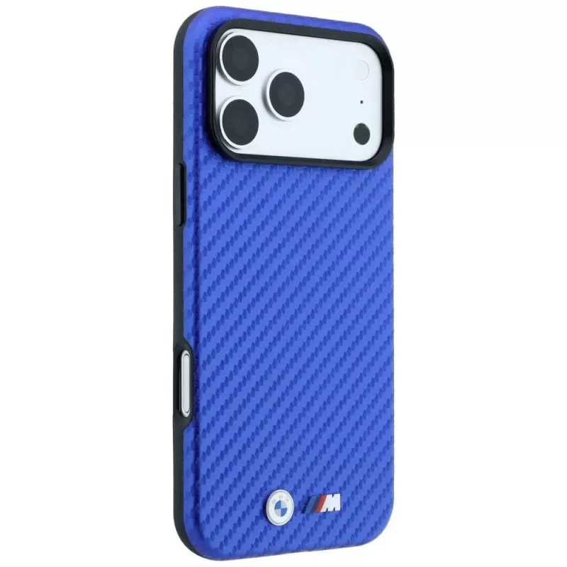 BMW M Carbon Metal Logo MagSafe dėklas, skirtas iPhone 18 Pro Max / 17 Pro Max - mėlynas