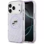 Karl Lagerfeld IML Glitter Karl & Choupette Heads Logo MagSafe dėklas, skirtas iPhone 17 Pro Max - violetinis
