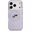 Karl Lagerfeld IML Glitter Karl & Choupette Heads Logo MagSafe dėklas, skirtas iPhone 17 Pro Max - violetinis