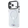BMW M IML blizgaus metalo logotipo ir apdailos MagSafe dėklas, skirtas iPhone 18 Pro / 17 Pro - permatomas