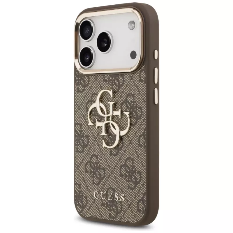 GUESS 4G Big Logo Classic telefono dėklas, skirtas iPhone 17 Pro Max / 18 Pro Max - rudas ir auksinis