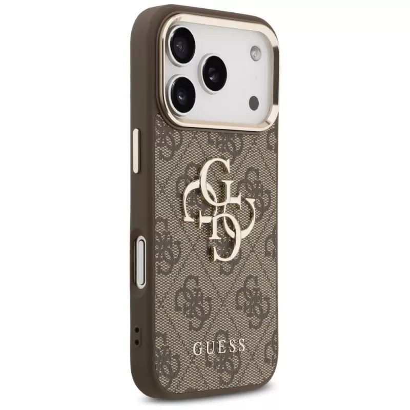 GUESS 4G Big Logo Classic telefono dėklas, skirtas iPhone 17 Pro Max / 18 Pro Max - rudas ir auksinis