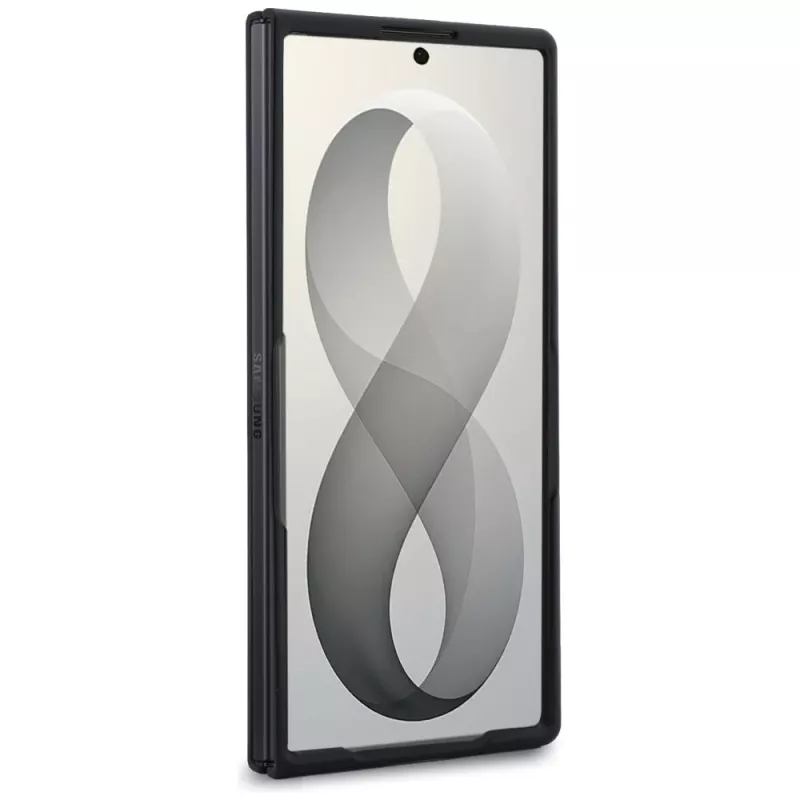 BMW M odinė perforuota trijų spalvų juostos metalo logotipų MagSafe dėklas, skirtas Samsung Galaxy Z Fold8 Ultra – juoda