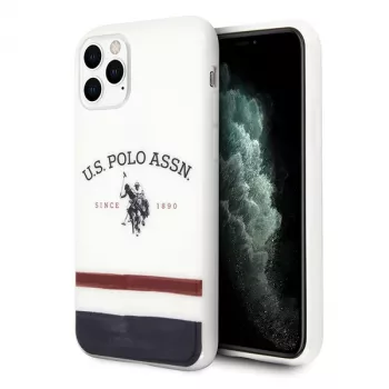 U.S. Polo Assn. USHCN58PCSTRB iPhone 11 dėklas Baltas trijų spalvų raštas