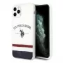 U.S. Polo Assn. USHCN58PCSTRB iPhone 11 dėklas Baltas trijų spalvų raštas