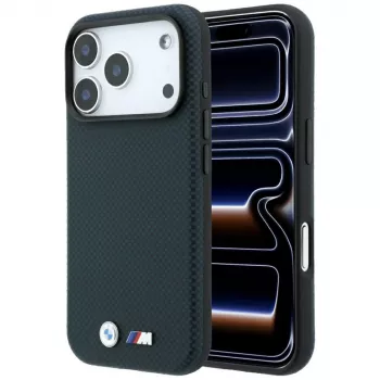 BMW M Quadrille Kevlar Metal Logo MagSafe dėklas, skirtas iPhone 18 Pro / 17 Pro - tamsiai mėlynas