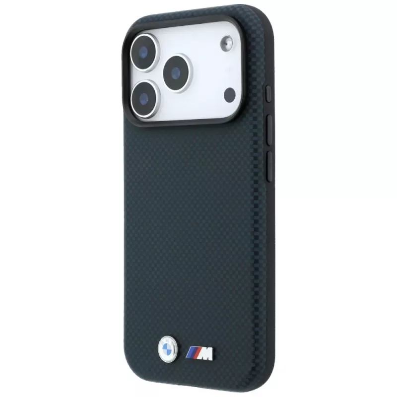 BMW M Quadrille Kevlar Metal Logo MagSafe dėklas, skirtas iPhone 18 Pro / 17 Pro - tamsiai mėlynas