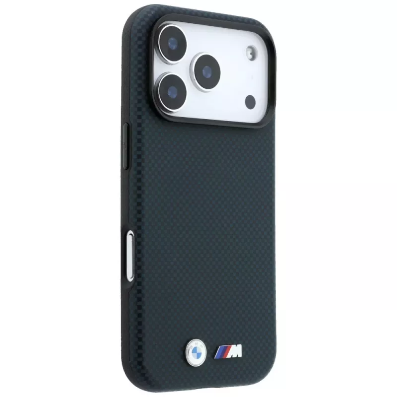 BMW M Quadrille Kevlar Metal Logo MagSafe dėklas, skirtas iPhone 18 Pro / 17 Pro - tamsiai mėlynas