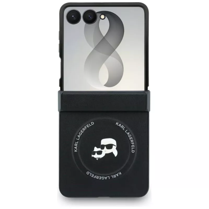 Karl Lagerfeld Karl & Choupette Pins MagSafe dėklas, skirtas Samsung Galaxy Z Flip8 - juodas