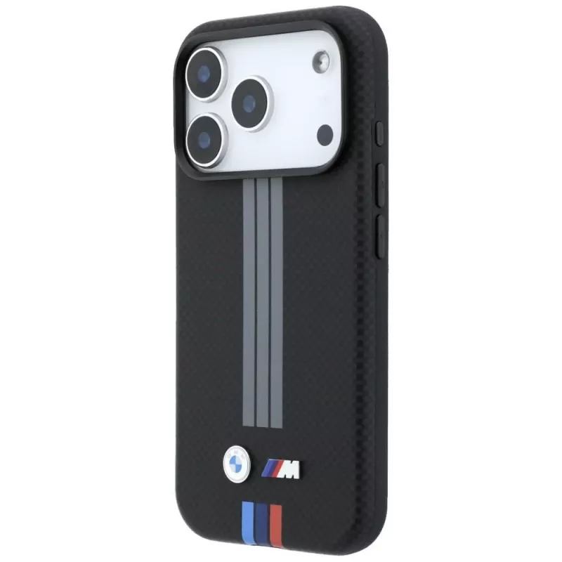 BMW M Quadrille Kevlar Anthracite & Tricolor Print Lines MagSafe dėklas, skirtas iPhone 18 Pro / 17 Pro