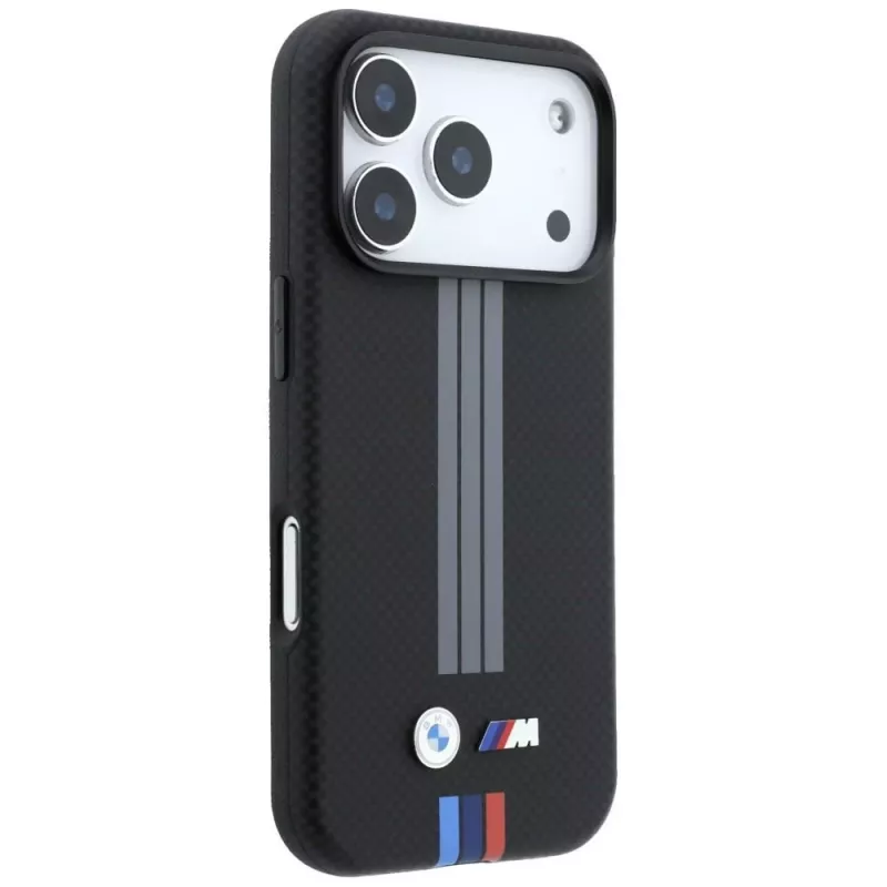 BMW M Quadrille Kevlar Anthracite & Tricolor Print Lines MagSafe dėklas, skirtas iPhone 18 Pro / 17 Pro