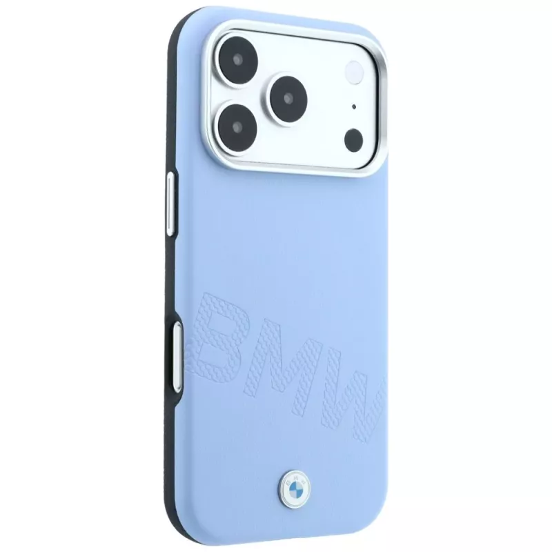 BMW Signature Inclined Deboss Letters MagSafe dėklas, skirtas iPhone 18 Pro / 17 Pro - mėlynas