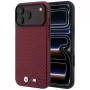 BMW M Carbon Metal Logo MagSafe dėklas, skirtas iPhone 18 Pro / 17 Pro – bordo spalvos