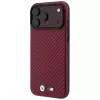 BMW M Carbon Metal Logo MagSafe dėklas, skirtas iPhone 18 Pro / 17 Pro – bordo spalvos