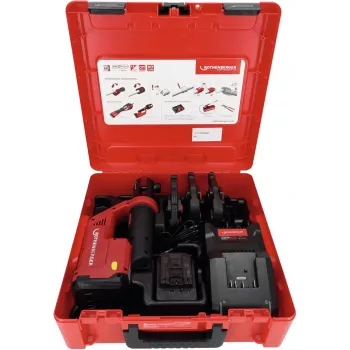ROTHENBERGER ROMAX Compact III SET SV AMP 19 kN presavimo mašina su SV presavimo žnyplėmis, 18V 2.0Ah baterija, įkrovikliu ir dėklu