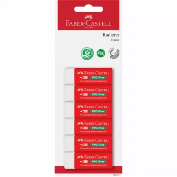 Faber-Castell PVC-Free trintukas 7095-20, 6 vnt., baltas