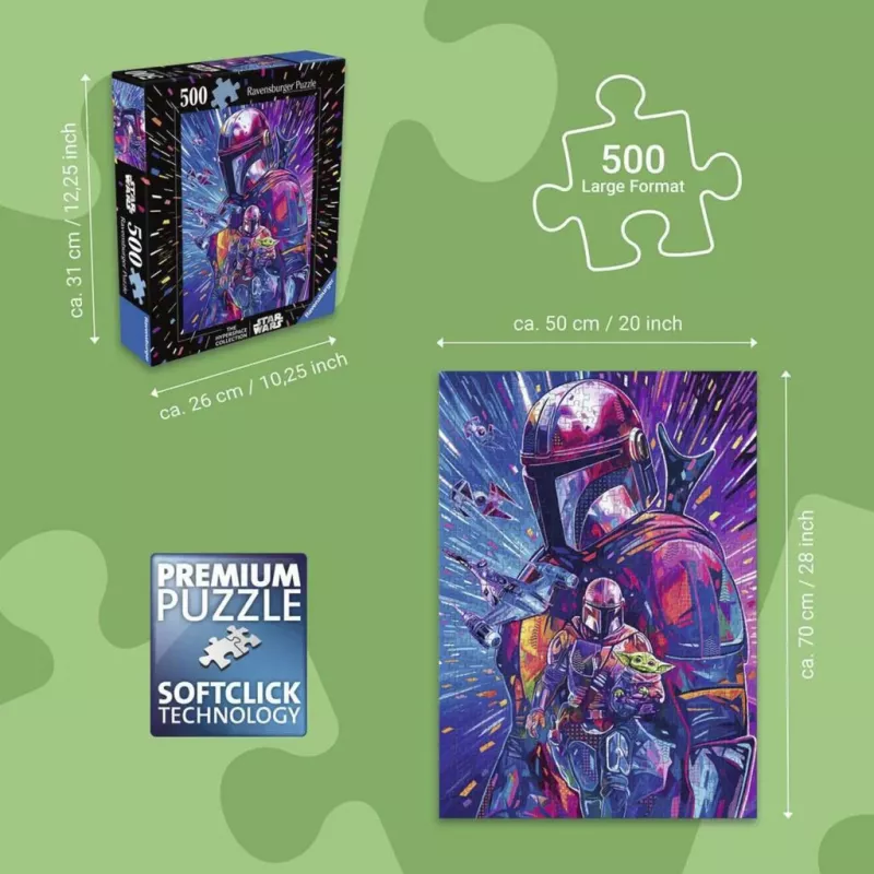RAVENSBURGER dėlionė Star Wars Hyper Space kolekcija: Mandalorietis (500 dalių, didelės detalės)