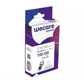 ARMOR WECARE suderinama Brother TZe-135 baltos spalvos ant skaidrios juostos etikečių juosta 12mm x 8m