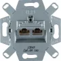 Hager WDF410862 ekranuotas Cat.6A RJ45 duomenų lizdo modulis, 2 prievadai, įleidžiamas, 10G, baltas