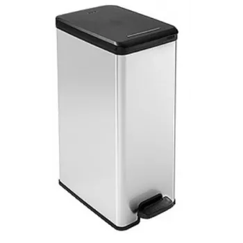 Curver Slim Bin 40L kvadratinis plastikinis šiukšliadėžė, juoda, sidabrinė
