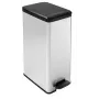 Curver Slim Bin 40L kvadratinis plastikinis šiukšliadėžė, juoda, sidabrinė