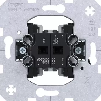 Hager WDE503520 žaliuzių valdymo mygtukinis įdėklas su mechanine ir elektronine blokuote, 10 A, 250 V, įleidžiamas, juodas