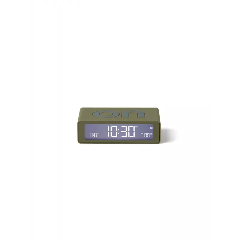 Lexon Flip Mini apverčiamas žadintuvas chaki spalvos