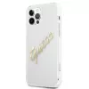 GUESS Vintage Script Gold kietas dėklas, skirtas Apple iPhone 12 Pro Max - permatomas